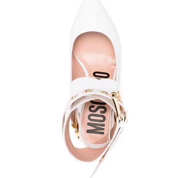 Moschino logo plaque wrap around heels 40, US 9.5/10 - Picture 6 of 9